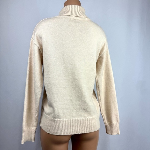 VICI Women’s S Cream Mock Neck Sweater Pullover Knit Turtleneck Top Long Sleeve - Picture 4 of 10